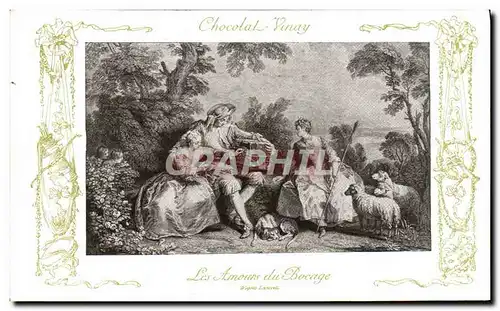 Cartes postales Fantaisie Publicite Chocolat Vinay Les amours du bocage Lancret Moutons