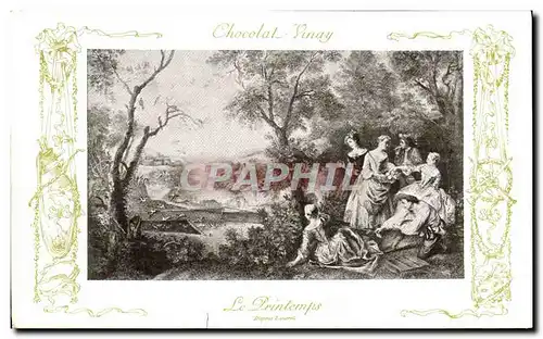 Cartes postales Fantaisie Publicite Chocolat Vinay Le Printemps lancret