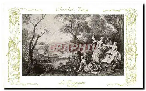 Cartes postales Fantaisie Publicite Chocolat Vinay Le Printemps Lancret