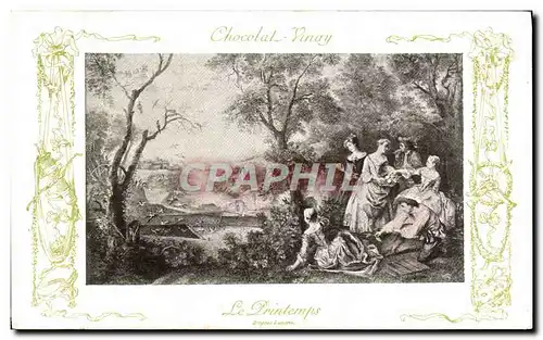 Cartes postales Fantaisie Publicite Chocolat Vivay Le printemps lancret