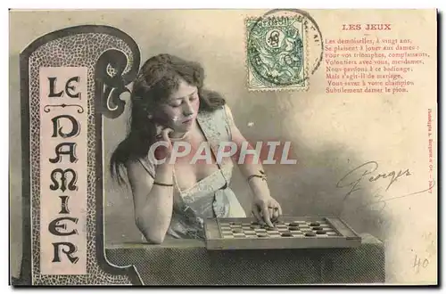 Cartes postales Fantaisie Femme Jeu de dames