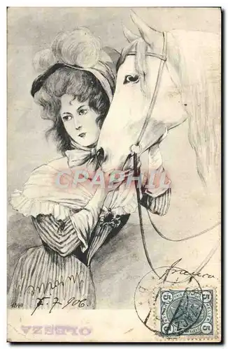 Cartes postales Fantaisie Femme Cheval