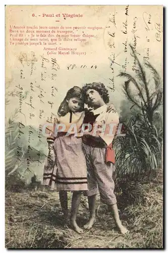 Cartes postales Fantaisie Enfants Paul et Virginie
