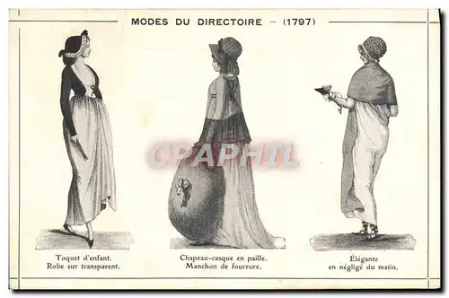 Cartes postales Fantaisie Femmes Modes du Directoire 1797