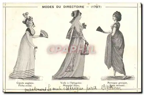 Cartes postales Fantaisie Modes du Directoire 1797