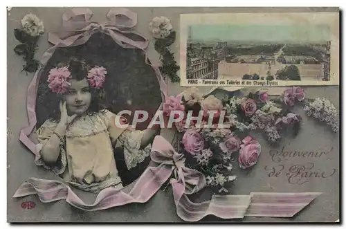 Cartes postales Fantaisie Enfant Paris Panorama des Tuileries et des Champs Elysees