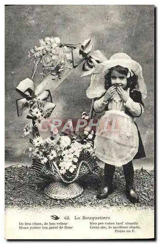 Cartes postales Fantaisie Enfant Lo Bouquetiero Folklore