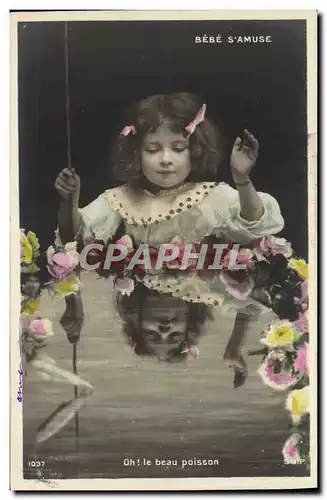 Cartes postales Fantaisie Enfant Bebe s&#39amuse Poisson Peche