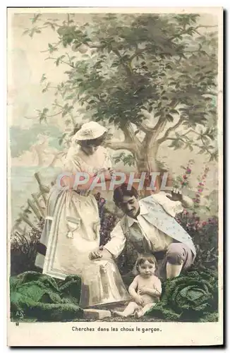 Cartes postales Chercher Dans Les Choux Le Garcon Femme Enfant Bebe