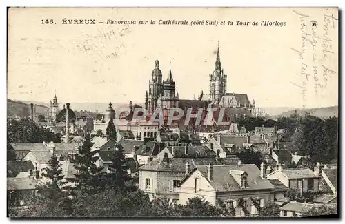 Cartes postales Evreux Panorama Sur La Cathedrale et la tour de l'horloge
