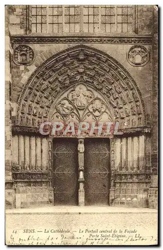 Cartes postales Sens La Cathedrale La Portail Central De La Facade Porte Saint Etinne