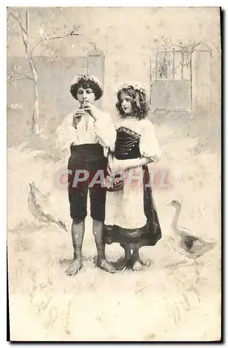 Cartes postales Fantaisie Enfants Oies