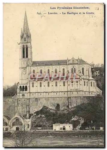 Ansichtskarte AK Les Pyrenees Illustrees Lourdes La Basilique Et La Grotte