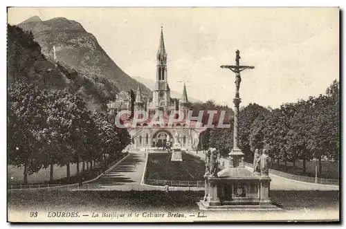 Cartes postales Lourdes La Basilique Et Le Calvaire Breton