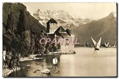 Cartes postales moderne Lac Leman Chateau de Chillon et les dents de Midi Bateau