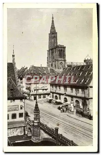 Ansichtskarte AK Strasbourg Pont du Corbeau et la Cathedrale