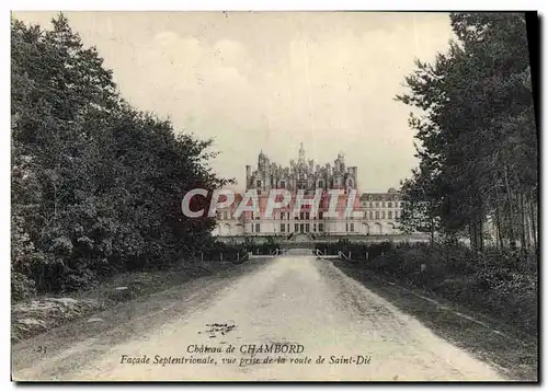 Cartes postales Chambord Le Chateau Facade septentrionale Vue prise de la route de Saint Die