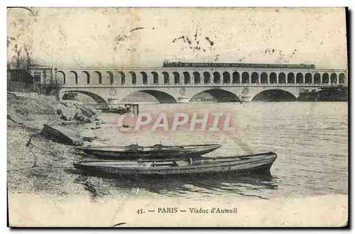 Cartes postales Paris Viaduc d&#39Auteuil Bateau Train