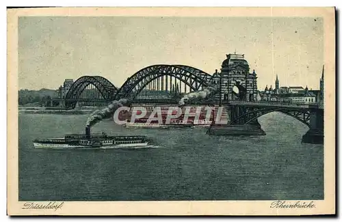 Ansichtskarte AK Dusseldorf Rheinbrucke Bateaux