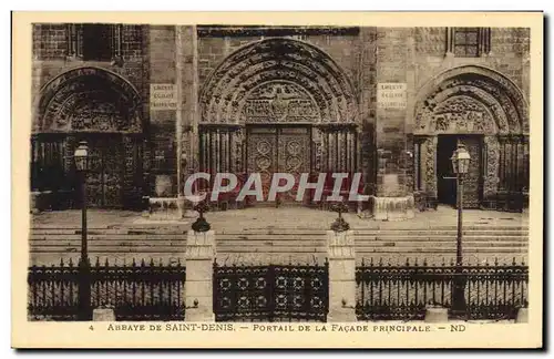 Cartes postales Abbaye De Saint Denis Portail De La Facade Principale