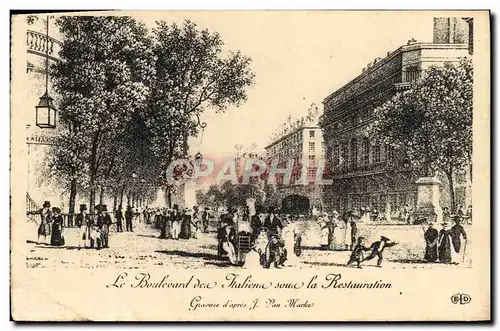 Cartes postales Le Boulevard des Italiens sous la Restauration Paris