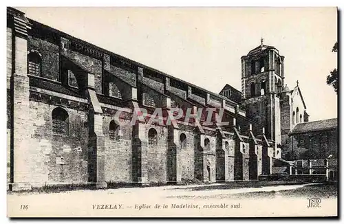 Cartes postales Vezelay Eglise de la madeleine ensemble sud