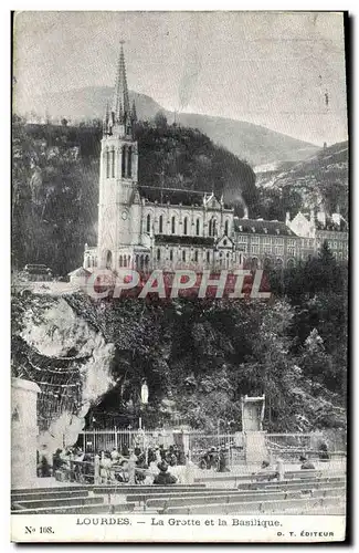 Cartes postales Lourdes La Grotte et la Basilique