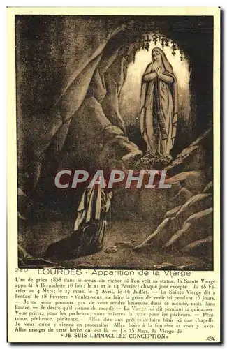 Cartes postales Lourdes Apparition de la Vierge