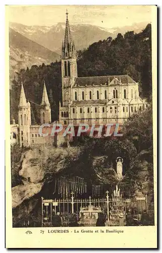 Ansichtskarte AK Lourdes La Grotte et le Basilique