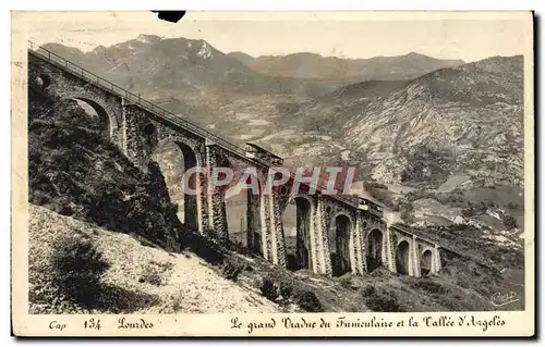 Cartes postales Lourdes Le Grand viaduc du funiculaire et la vallee d&#39Argeles