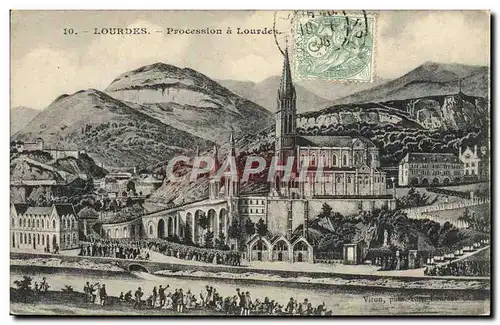 Cartes postales Lourdes Procession