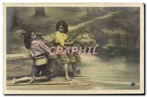 Cartes postales Fantaisie Enfants Peche Pecheur