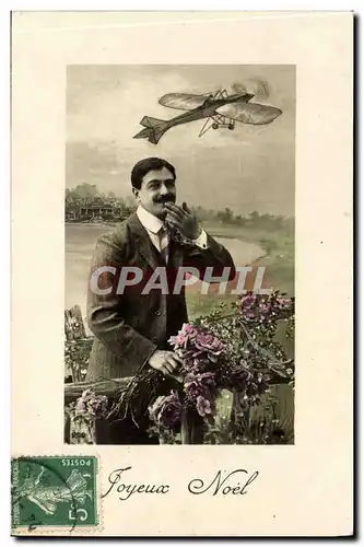 Cartes postales Fantaisie Homme Avion Noel