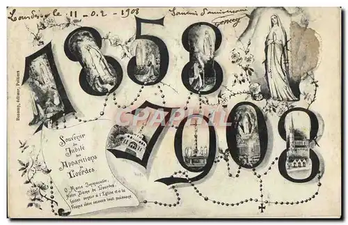 Cartes postales Souvenir Jubile Appartions Lourdes 1858 1908