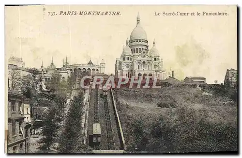 Cartes postales Paris Montmartre La Sacre Coeur et le Funiculaire