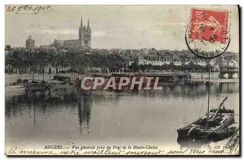 Cartes postales Angers Vue Generale Prise Du Pont De La Haute chaine Bateau