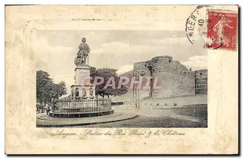 Cartes postales Angers Statue du roi Rene et le chateau