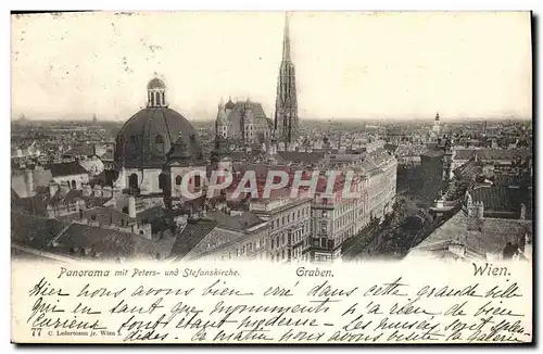 Cartes postales Graben Wien Panorama mit Peters und Stefanskirche