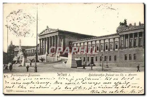 Cartes postales Parlaments Brunnen Wien Reichsraths Palast von Th