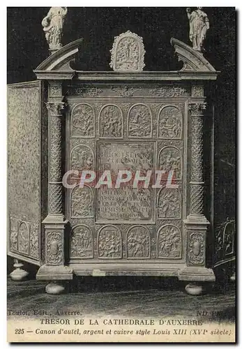 Cartes postales Tresor De La Cathedrale D'Auxerre canon d'autel argent et cuivre Style Louis XIII