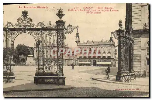 Cartes postales Nancy Place Stanislas Grilles En Fer Forge Oeuvres de Jean Lamour