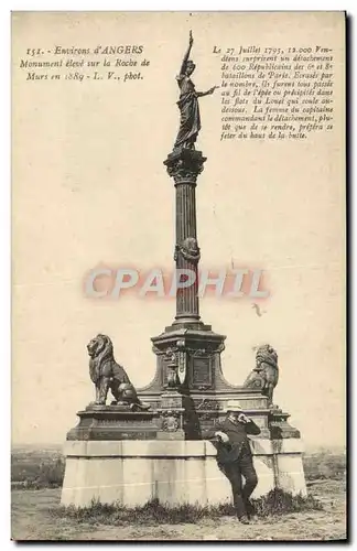 Cartes postales Environs d&#39Angers Monument eleve sur la roche de Mars en 1889 Lion