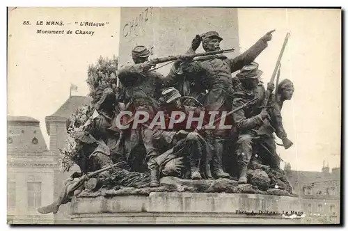 Cartes postales Le Mans L&#39Attaque Monument De Chanzy Militaria