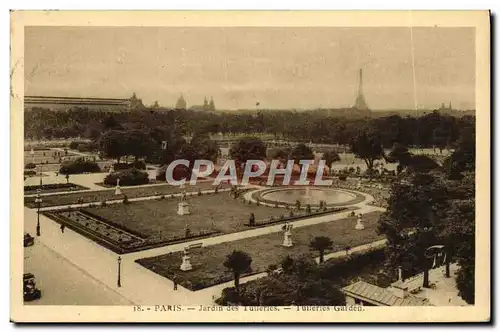 Cartes postales Paris Jardin Des Tuileries Tour Eiffel