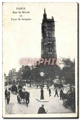 Cartes postales Paris Rue De Rivoli Et Tour St Jacques