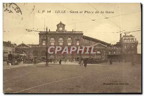 Ansichtskarte AK Lille Gare Et Place De La gare Tramway