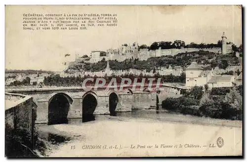 Cartes postales Chinon Le Pont Sur La Vienne Et Le Chateau