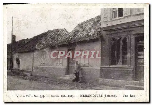 Cartes postales Meharicourt Une rue Militaria