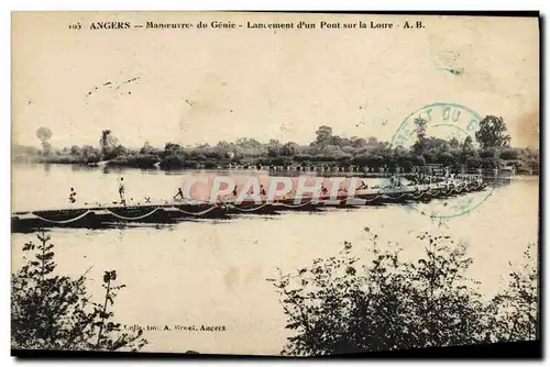 Cartes postales Angers Manceuvre de Genie Lancement d&#39un Pont sur la Loire Militaria