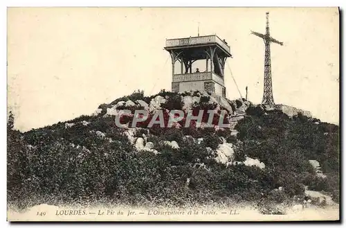 Cartes postales Lourdes Le Pic du Jer L&#39observatoire et la Croix